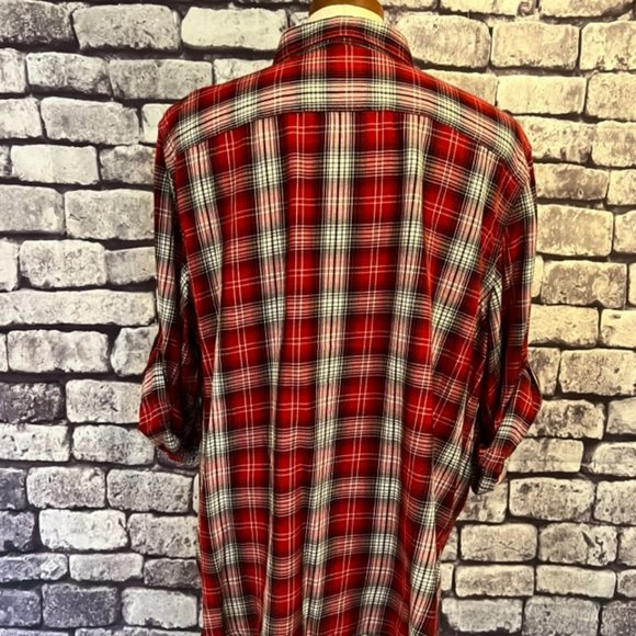 Ralph Lauren Red, White & Black Plaid Long Sleeve Blouse Size 2X - Picture 6 of 10